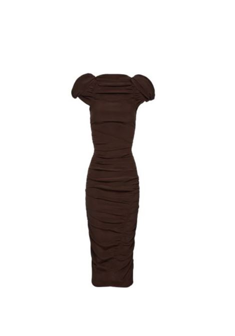 Brown ruched midi dress Maga Butry - women